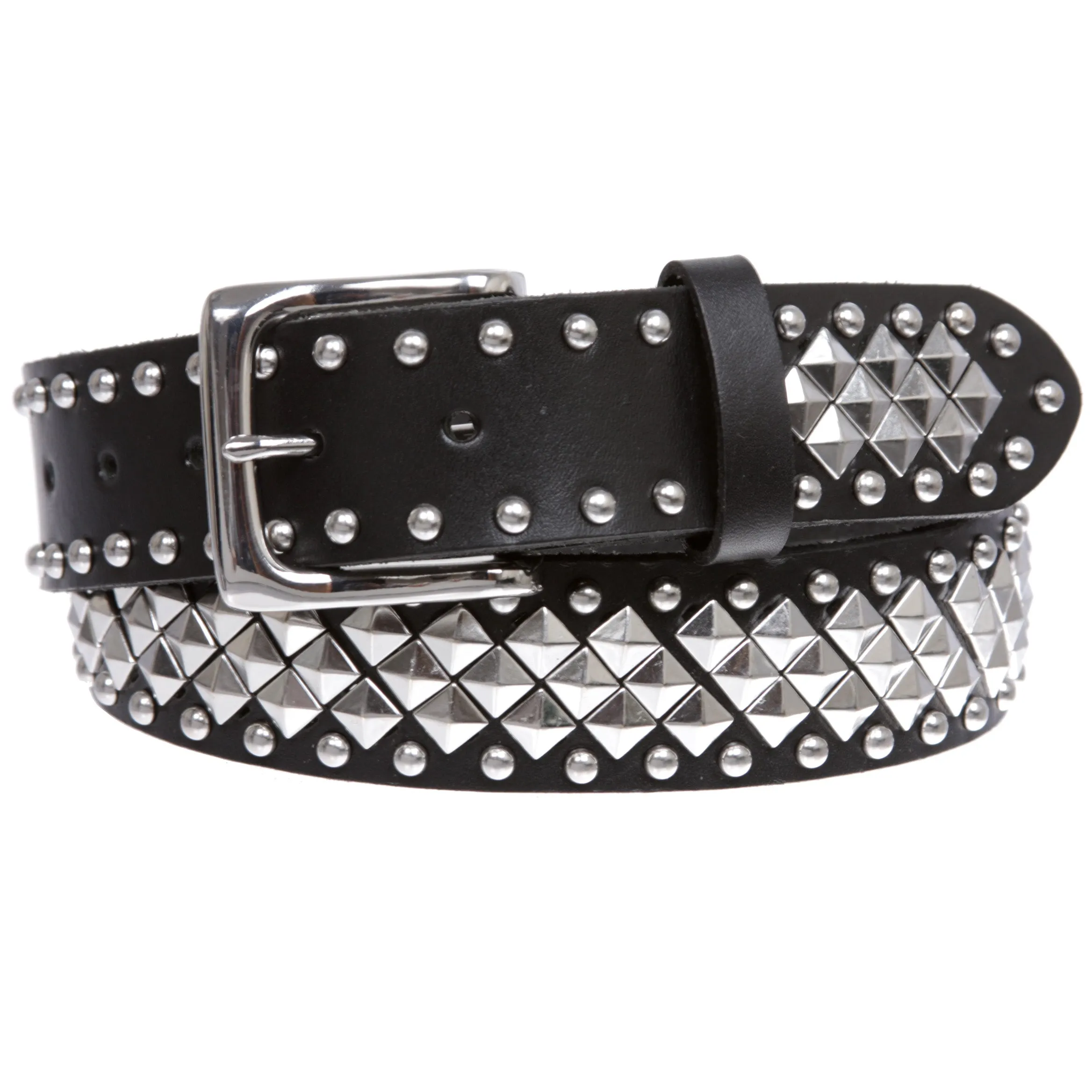 1 1/2" Unisex Snap On Nail Heads Punk Rock Star Studded Solid Leather Belt