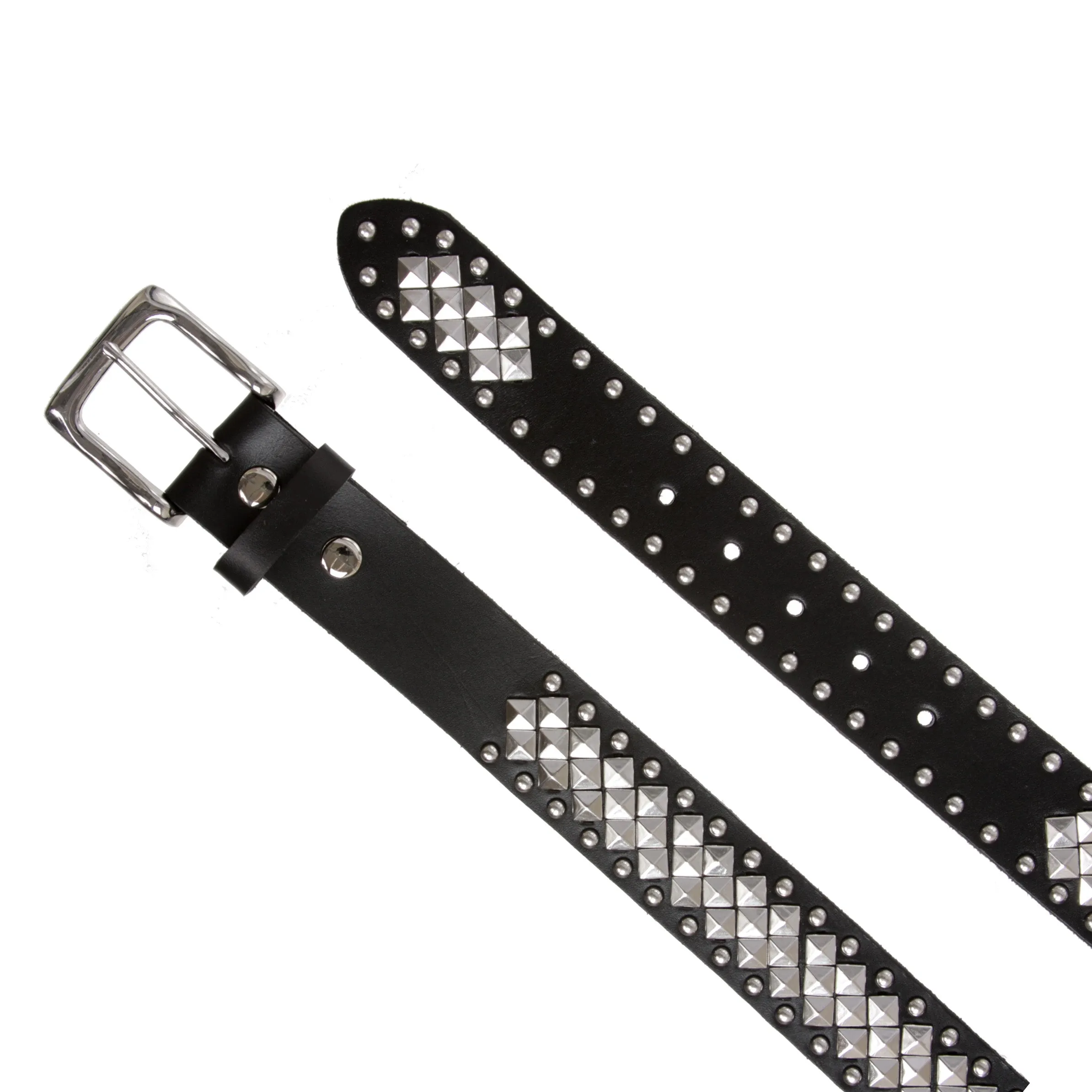 1 1/2" Unisex Snap On Nail Heads Punk Rock Star Studded Solid Leather Belt