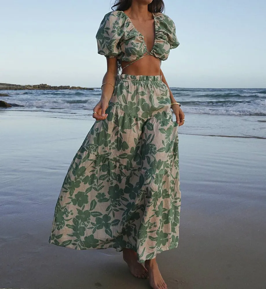 2023 Summer Floral Prints Two-Pieces Set