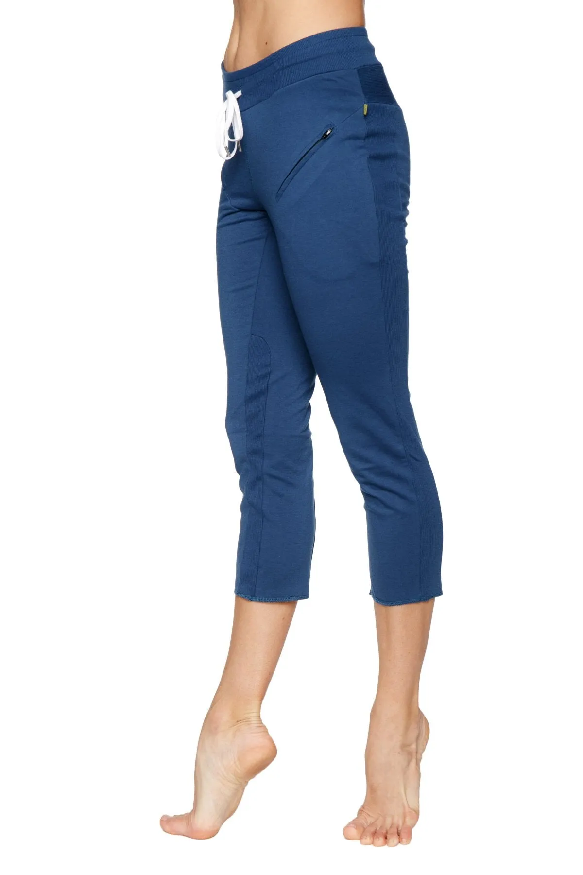 4/5 Length Zipper Pocket Capri Yoga Pant (Royal)