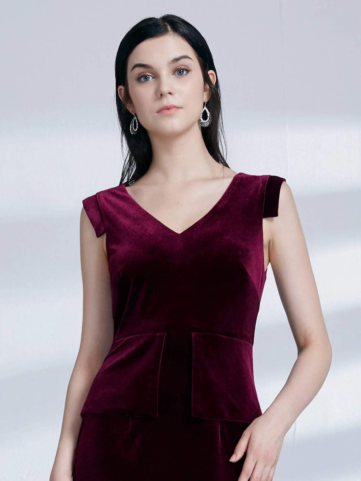 Alisa Pan Short Velvet Cocktail Dress with Peplum