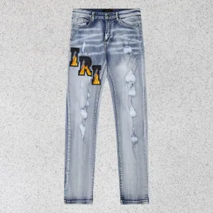 Amiri Jeans Trendy Flame Logo Casual Jeans