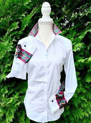 Audrey Holiday Ribbon French Cuff Shirt (HFC01)