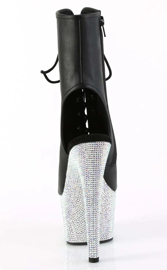 BEJEWELED-1016-7 Black & Silver Rhinestone Boots