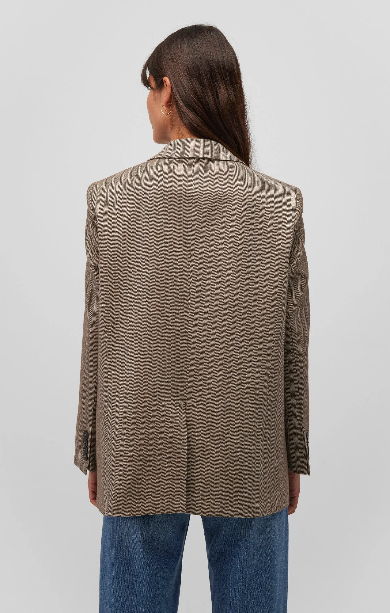 BLAZER JACKET IN BROWN HERRINGBONE