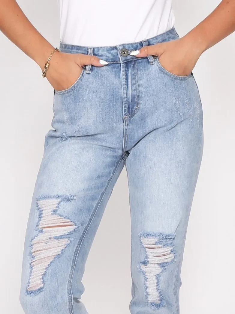 Boyfriend Jeans - Blue Wash