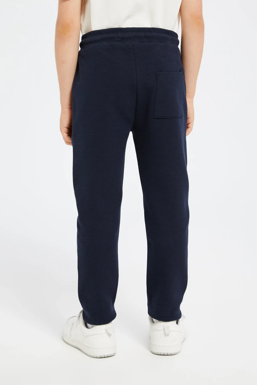 Boys Navy Ottoman Active Pants