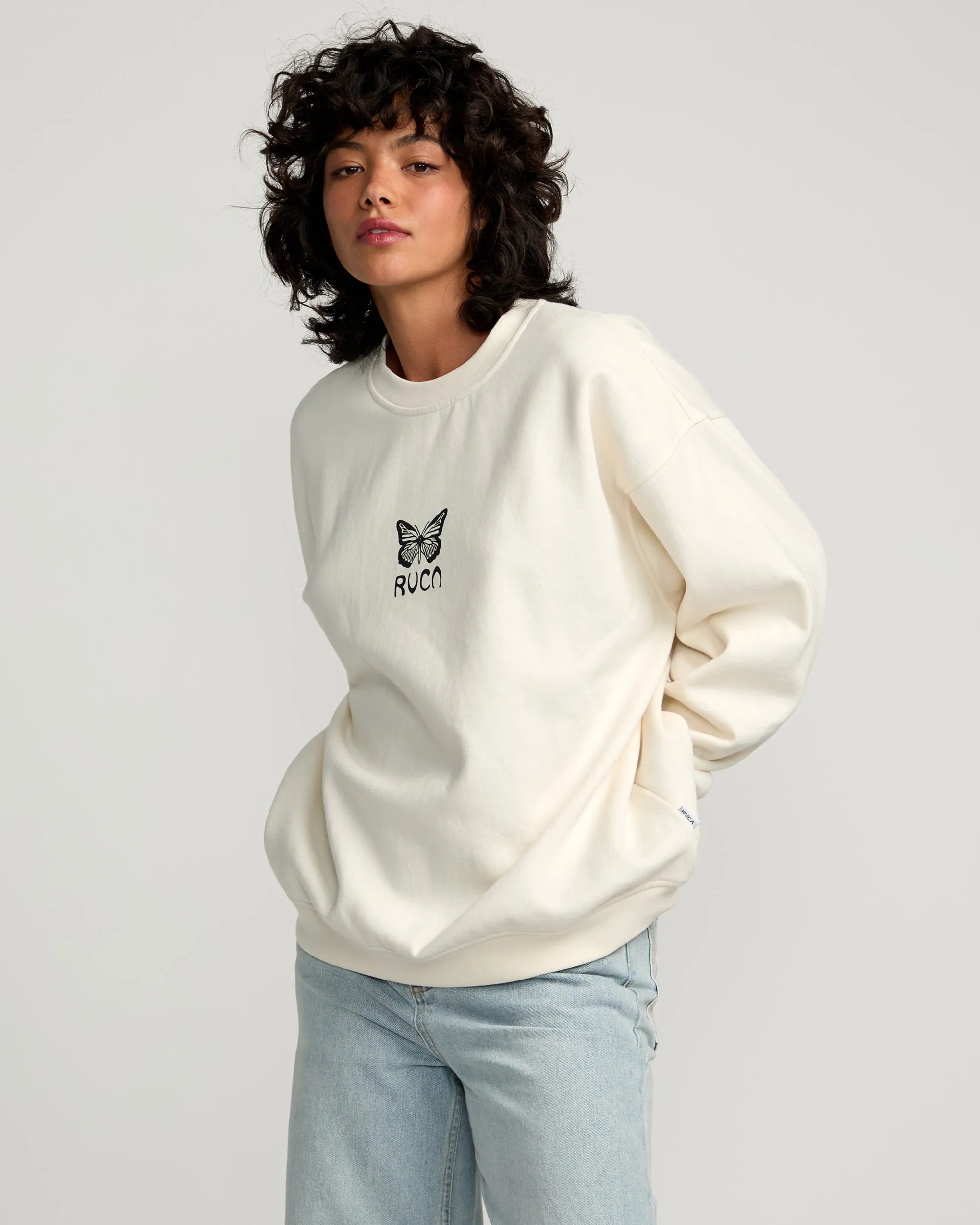 Butterfly Baggie Crew Sweatshirt - Cloud