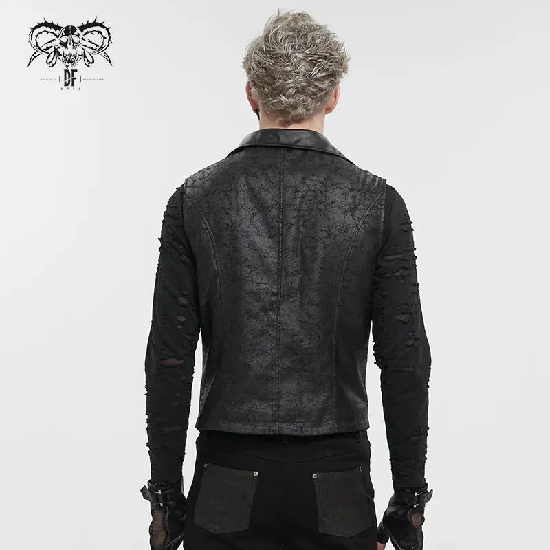 Cracked Rubberized Vegan Leather Vest