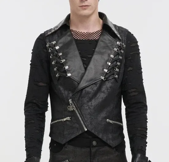 Cracked Rubberized Vegan Leather Vest