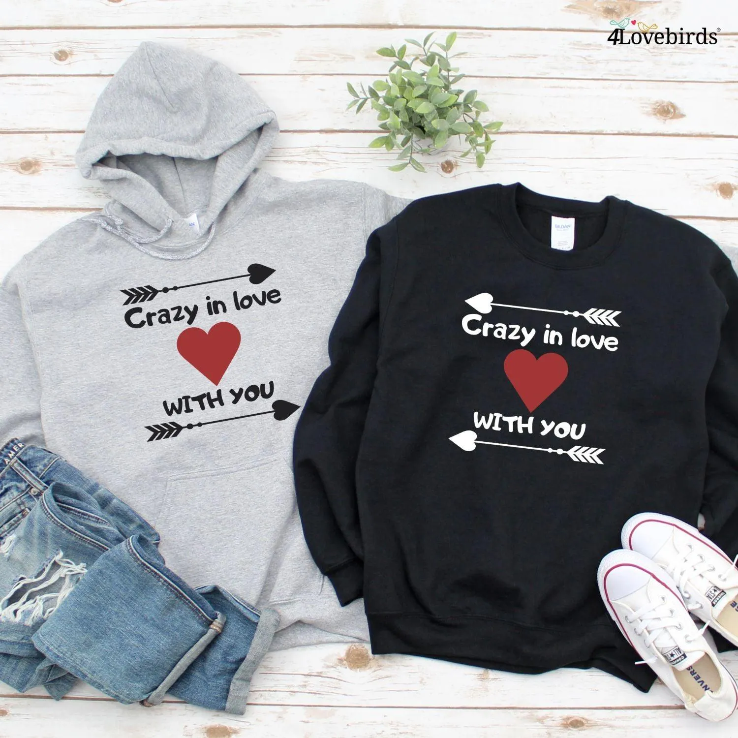 Crazy in Love With You Matching Outfits: Gifts for Couples, Valentine Ensemble, BF/GF