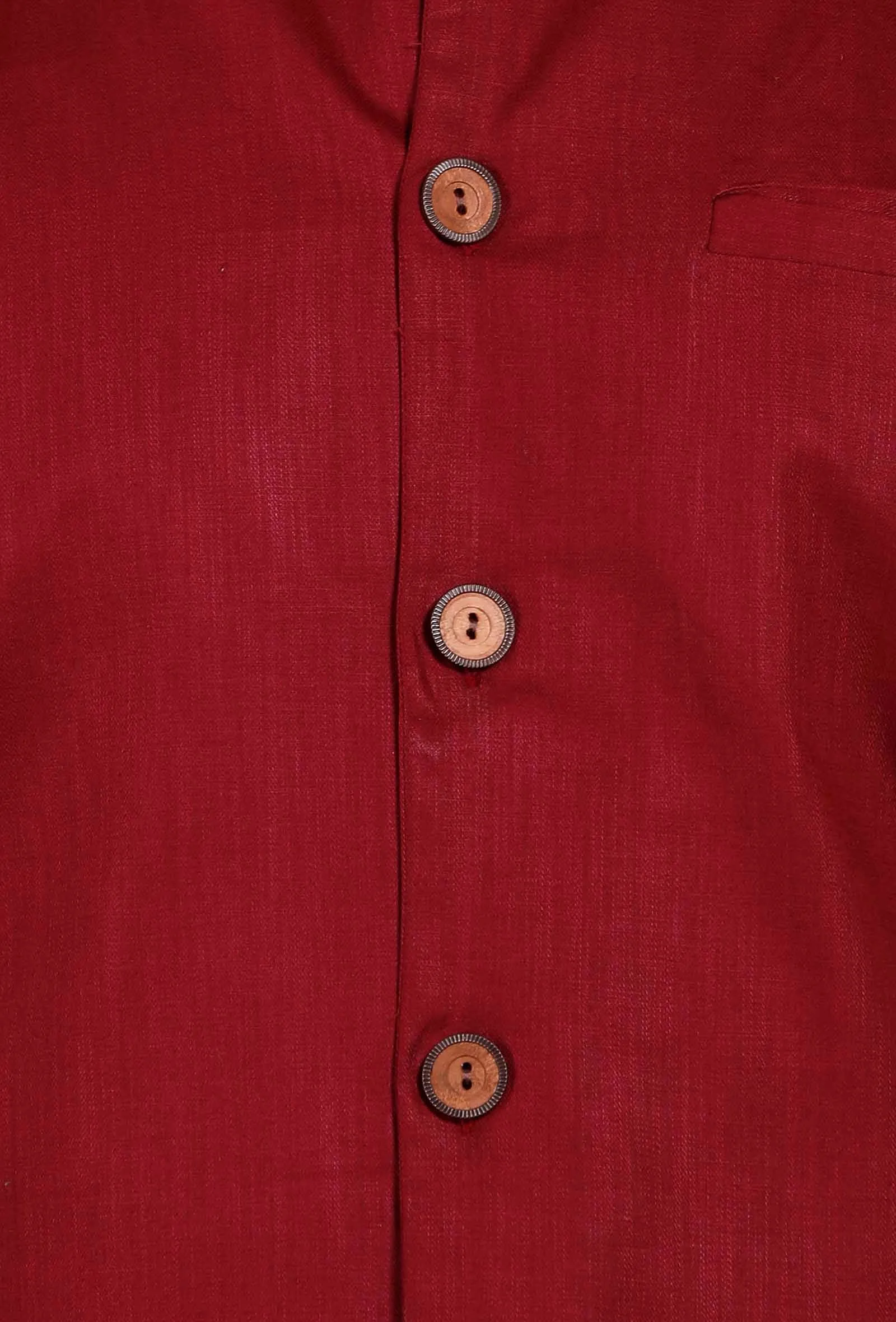 Dark Red Cotton Nehru Jacket