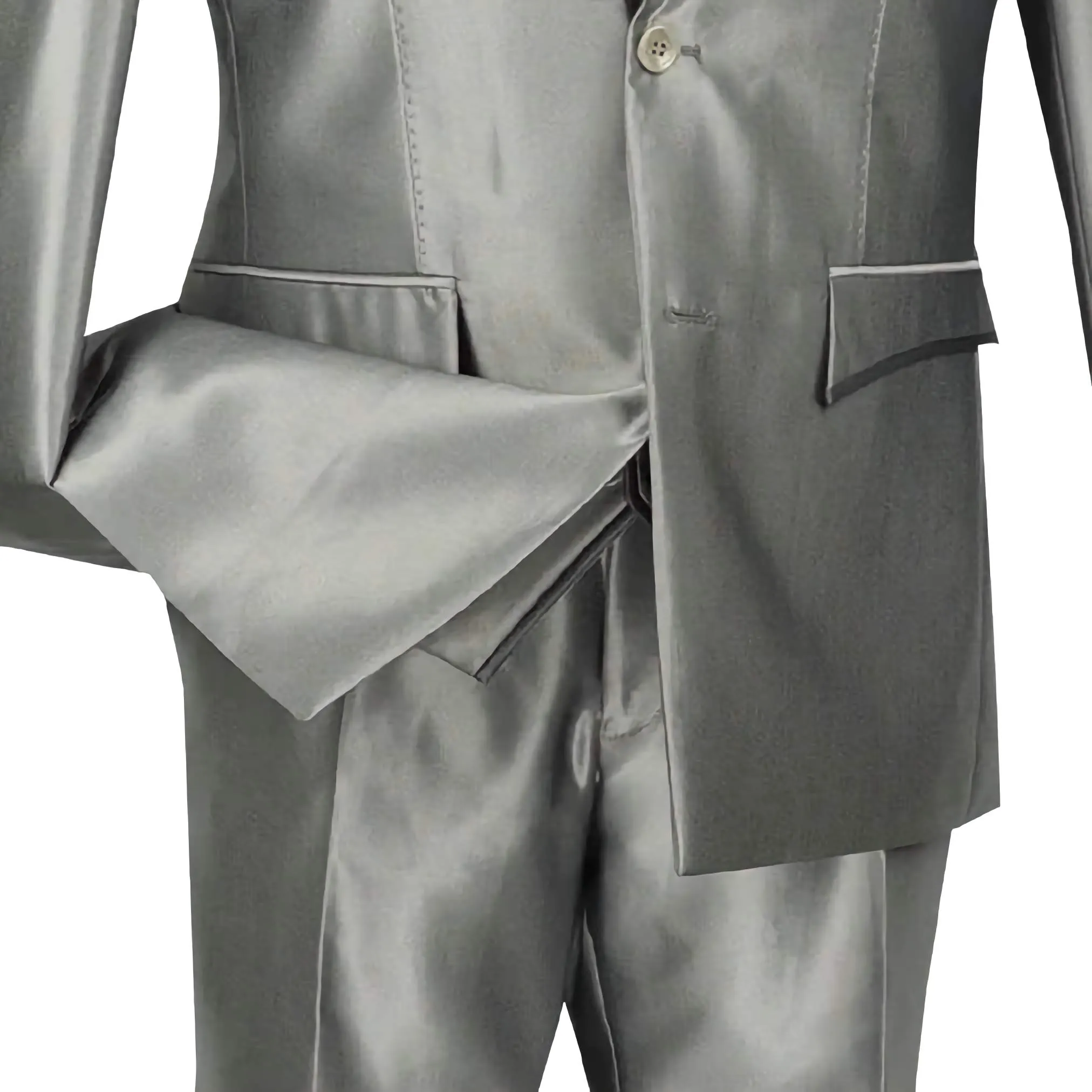 Designed Shiny Sharkskin Suit Ultra Slim Fit 3 Piece in Gray