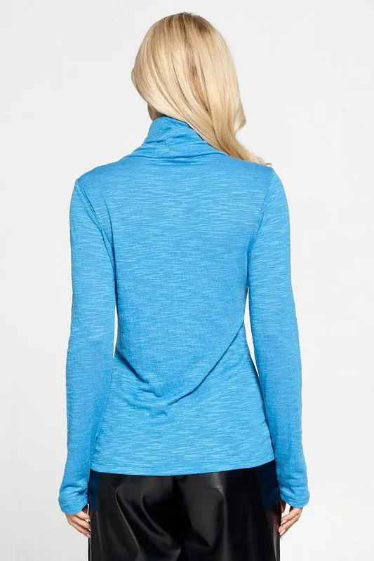 Extra Soft Slub Jersey Spandex Turtleneck Top