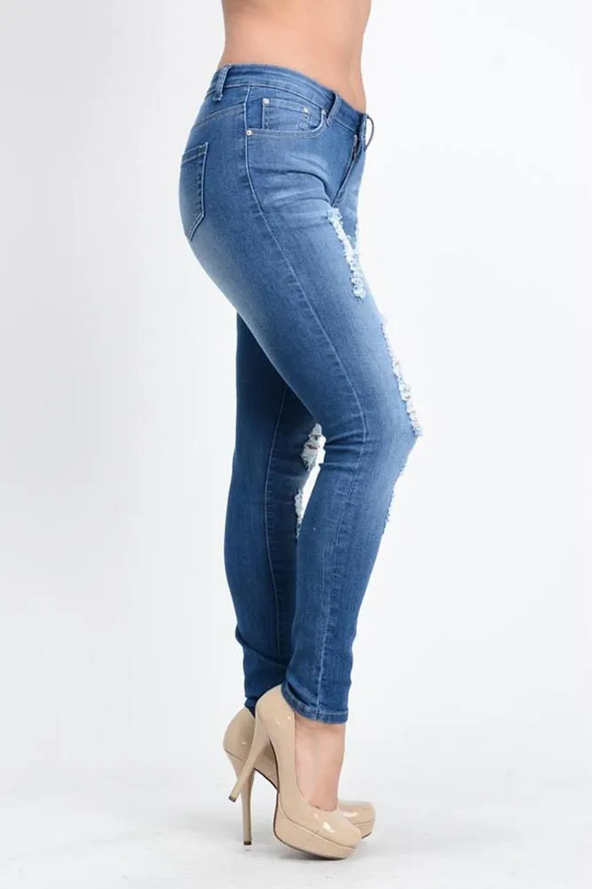 Faded Destroyed Skinny Fit Jeans