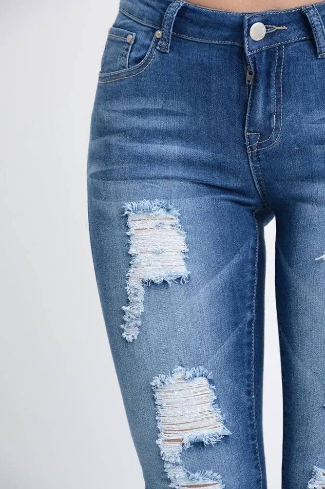 Faded Destroyed Skinny Fit Jeans