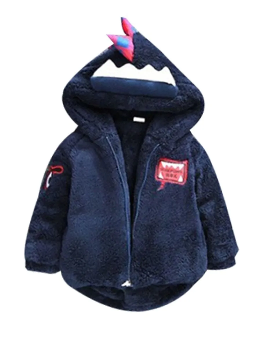 Fashion Toddler Boys Dinosaur Style Fleece-lined Hooded Coat