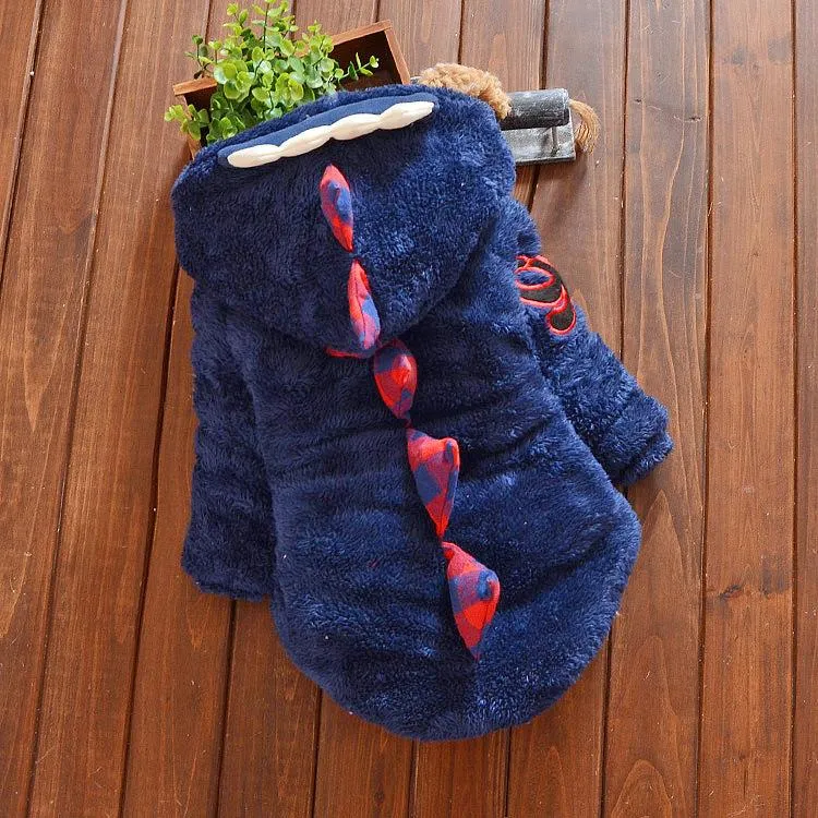 Fashion Toddler Boys Dinosaur Style Fleece-lined Hooded Coat