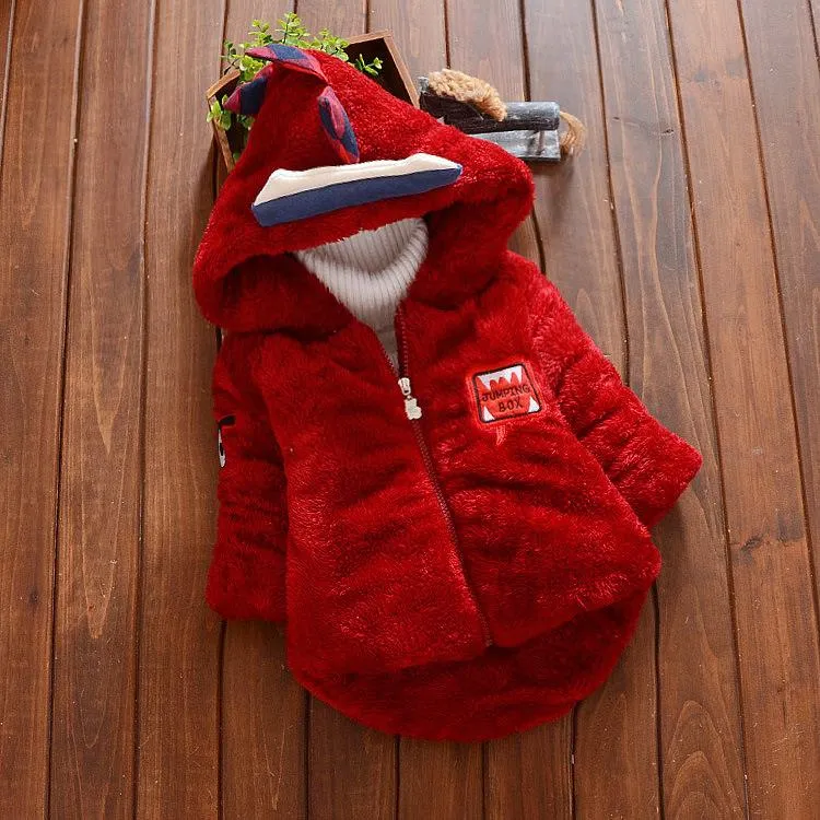 Fashion Toddler Boys Dinosaur Style Fleece-lined Hooded Coat