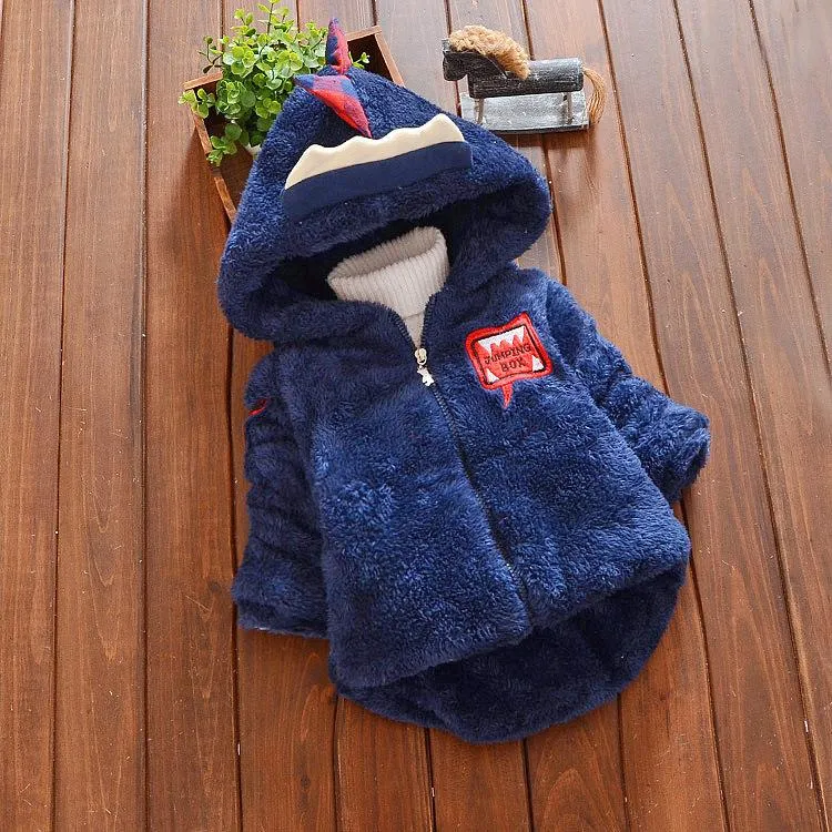 Fashion Toddler Boys Dinosaur Style Fleece-lined Hooded Coat