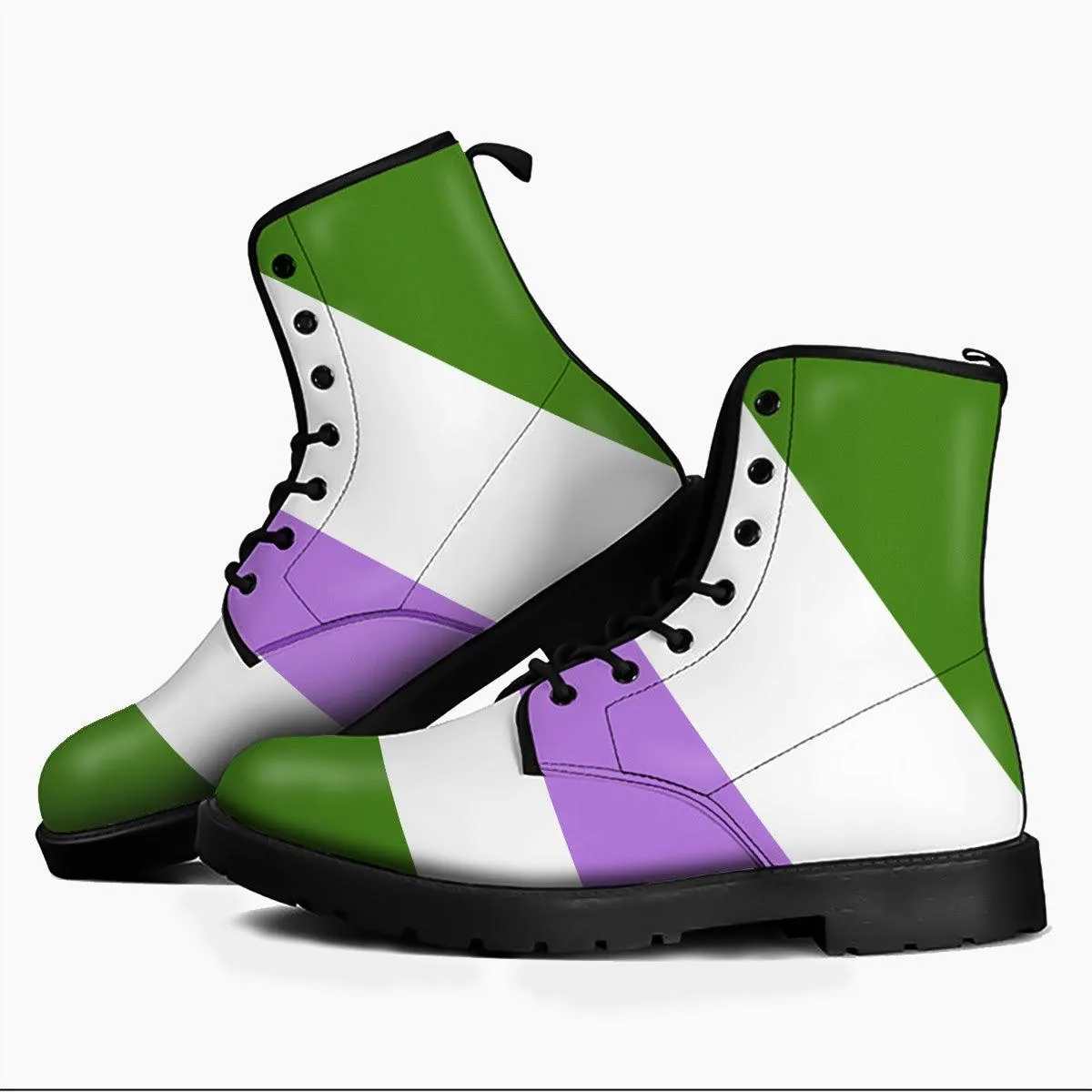 Genderqueer Pride Flag Leather Boots