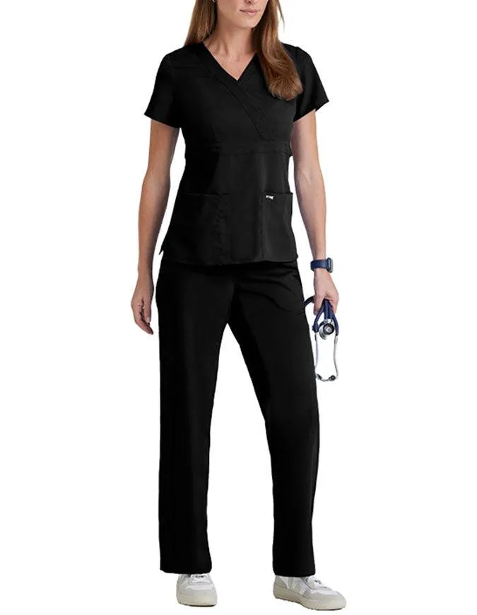 Grey's Anatomy 25.5 Inch Women's Mock Wrap Nurse Scrub Top