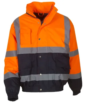 Hi-vis two-tone bomber jacket (HVP218) | Orange/Navy