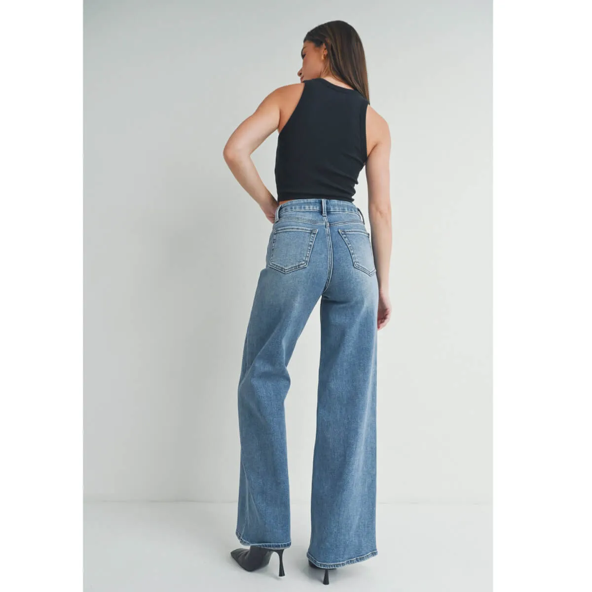 High Rise Palazzo Wide Leg Jean