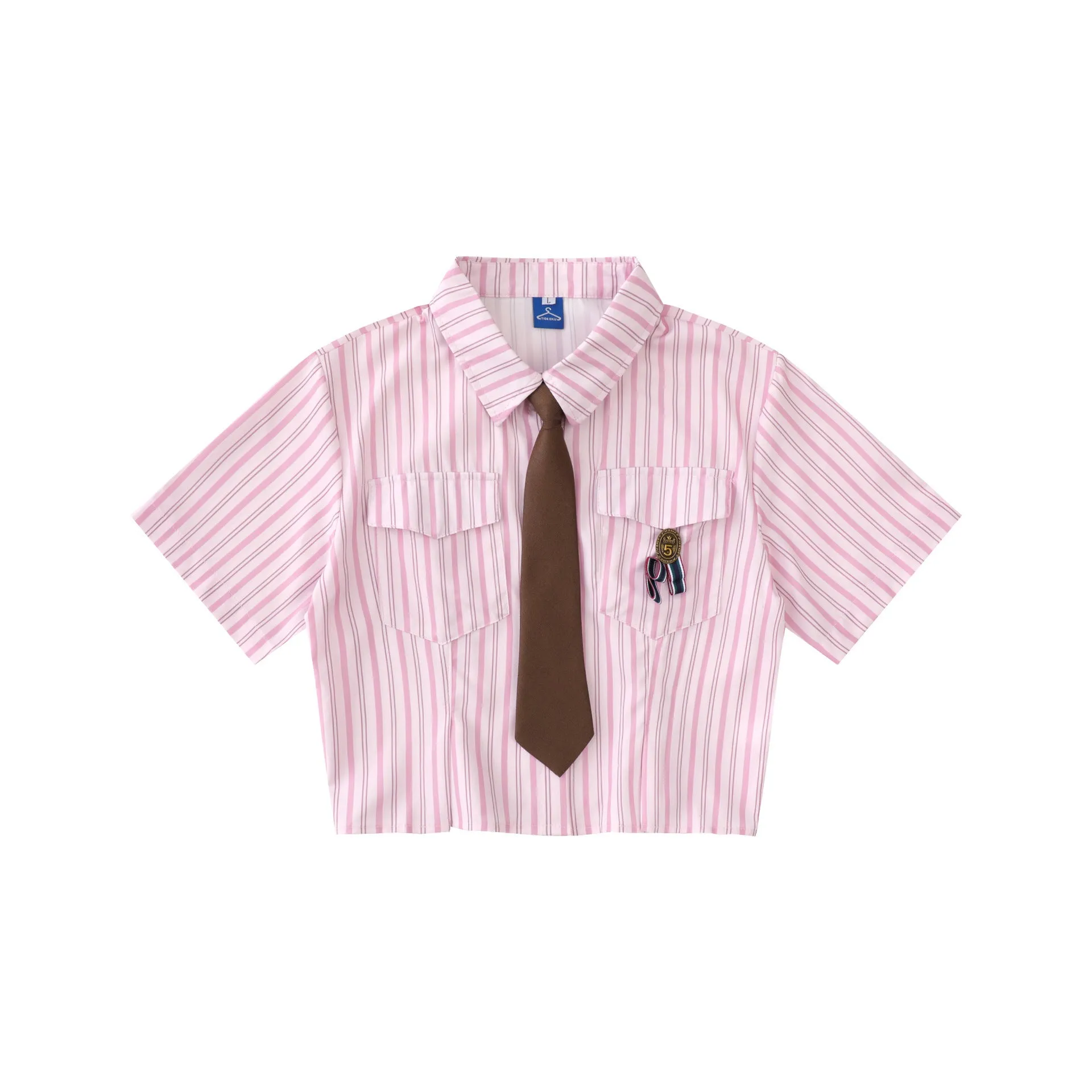 Japanese-Inspired College Woman Striped Shirt