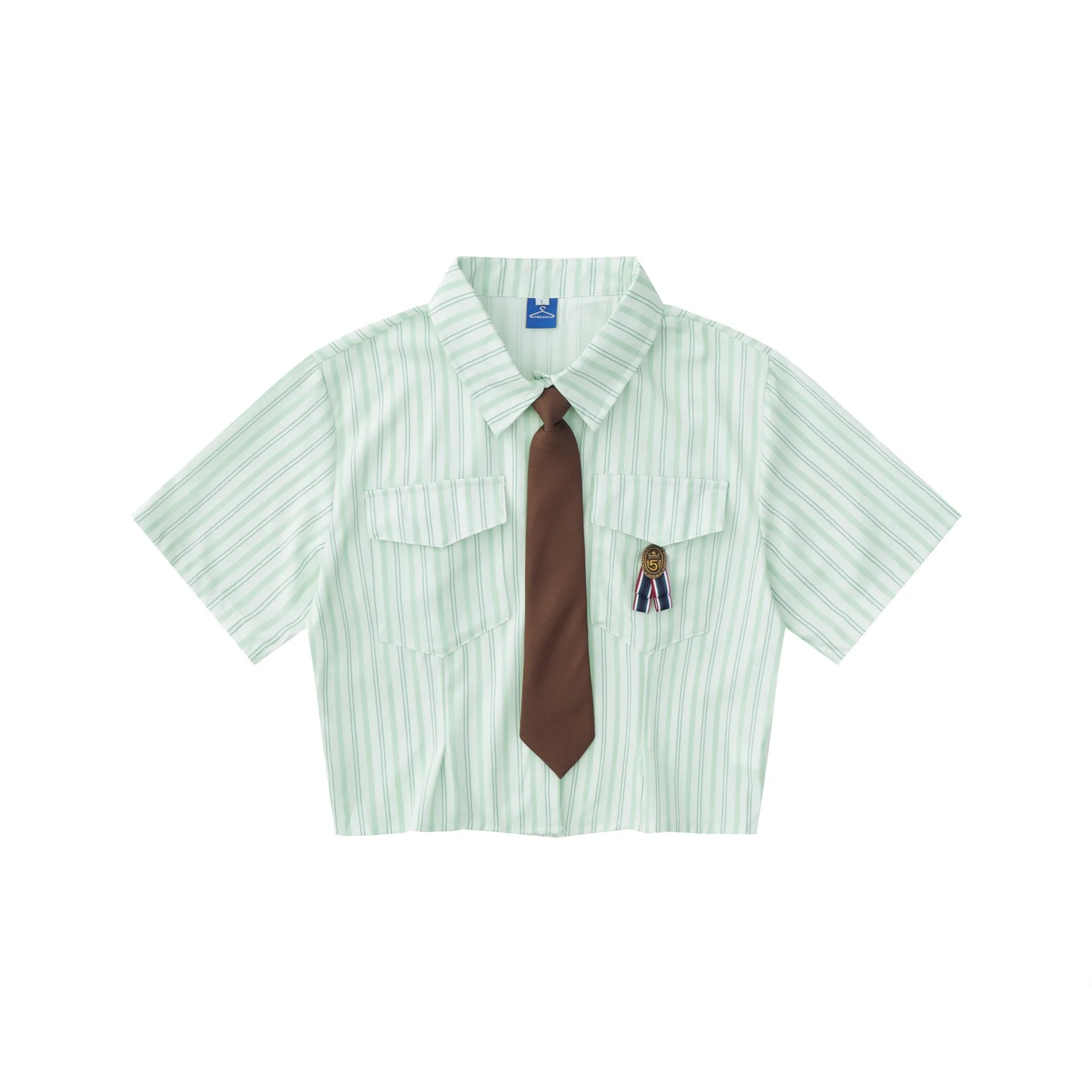 Japanese-Inspired College Woman Striped Shirt