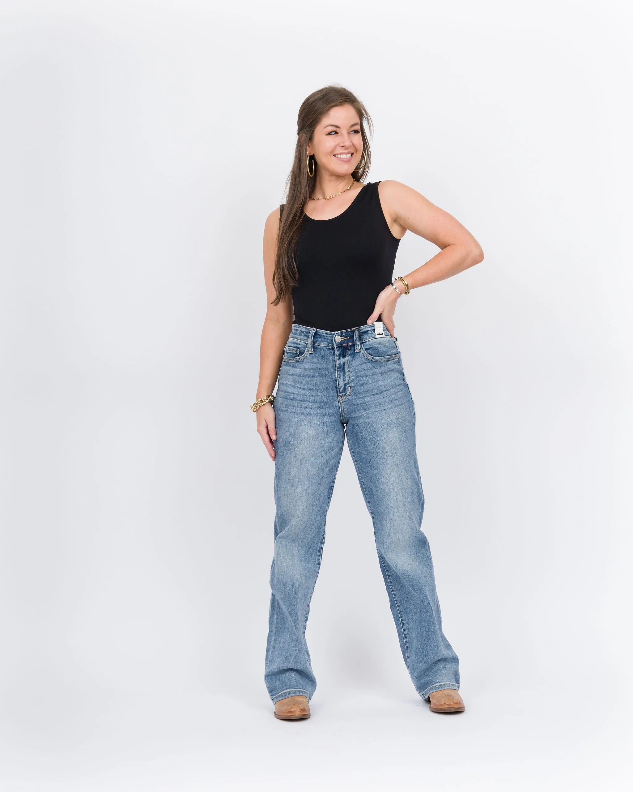 Judy Blue High Waisted Light Washed Straight Leg Jeans