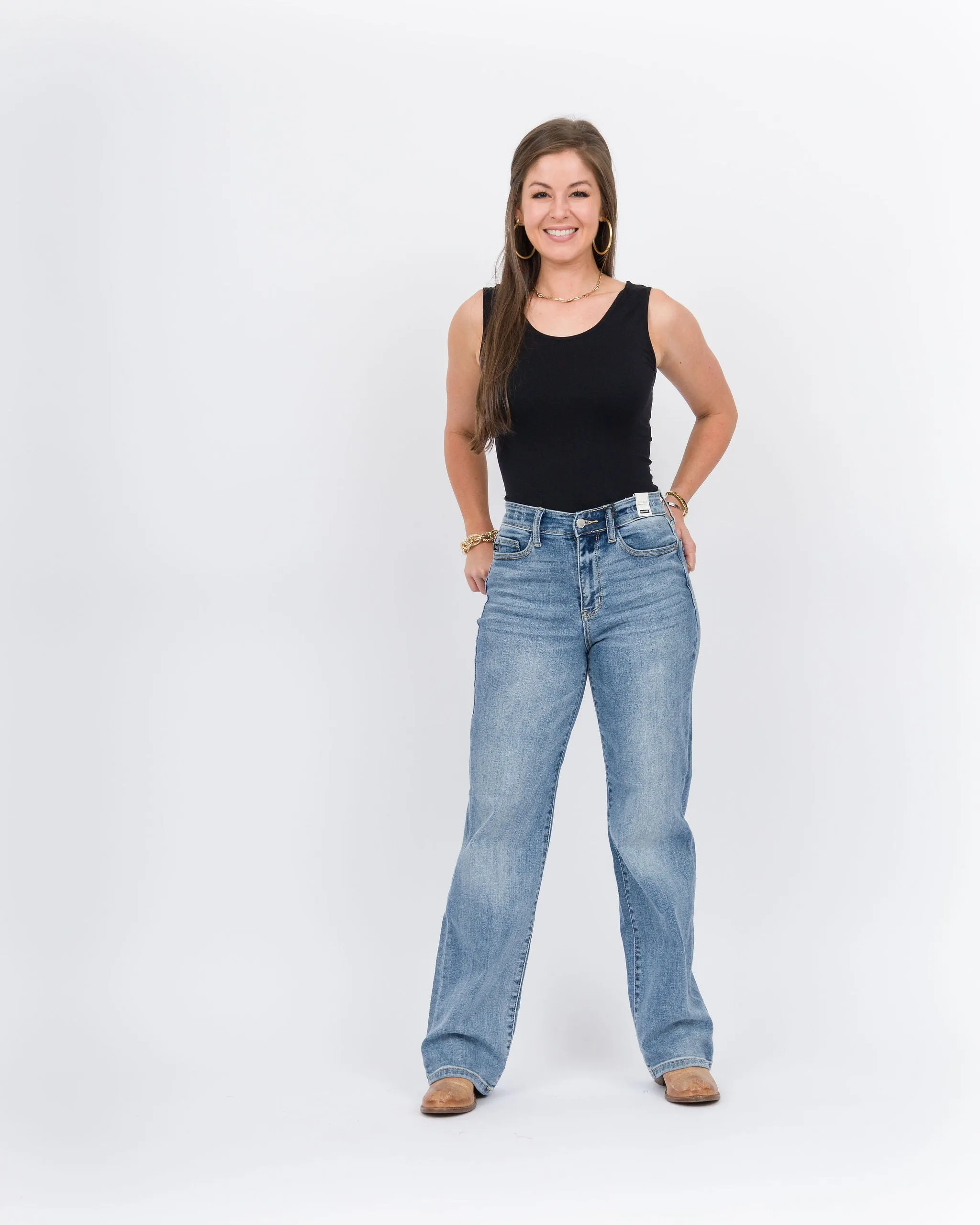 Judy Blue High Waisted Light Washed Straight Leg Jeans