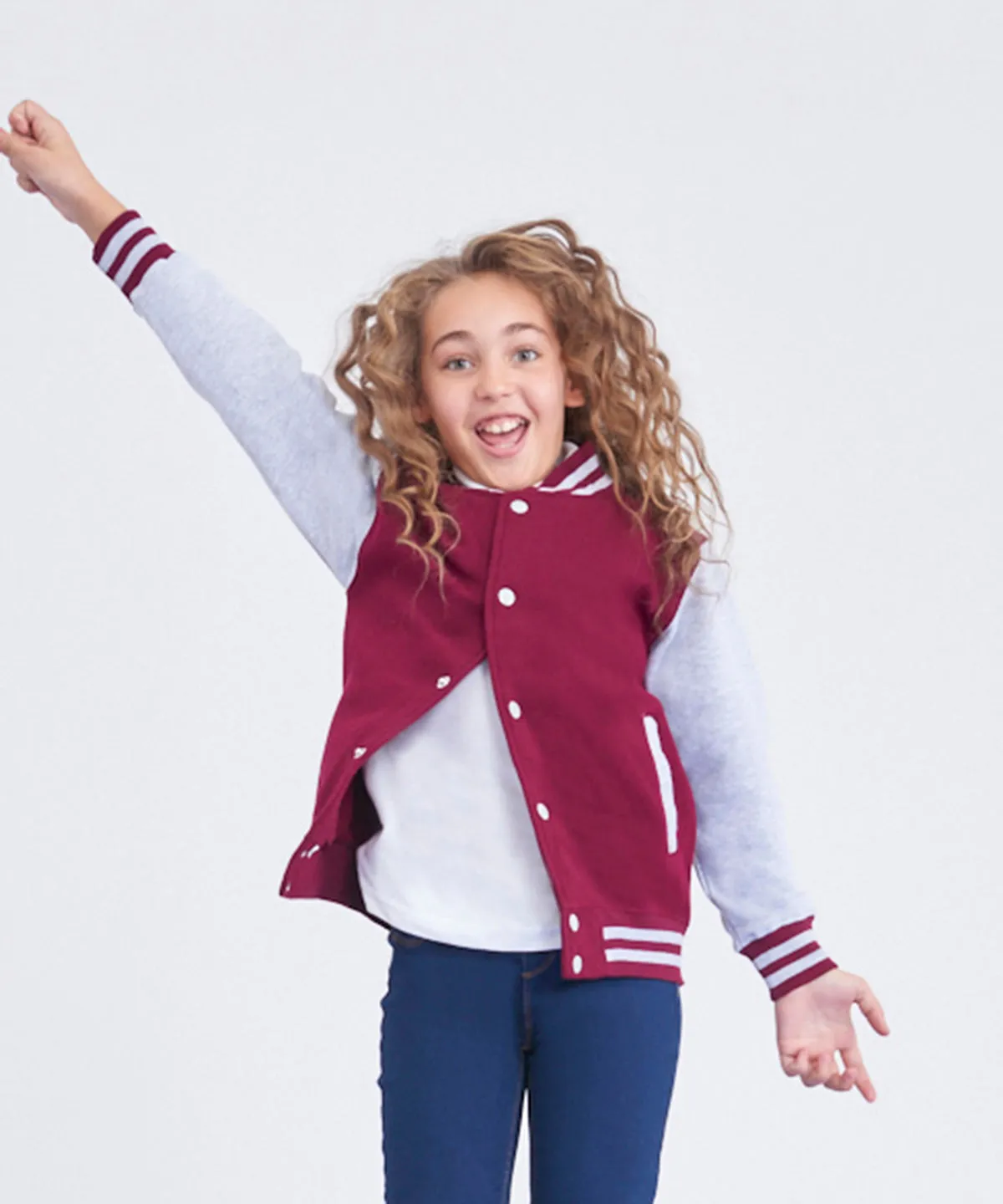 Kids varsity jacket | Hot Pink/White