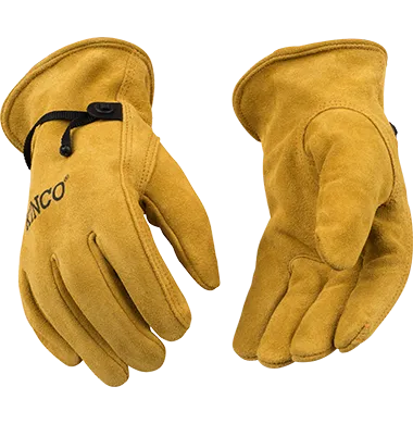 Kinco 50BT Unlined Suede Cowhide with Pull-Strap Drivers Gloves (One Dozen)