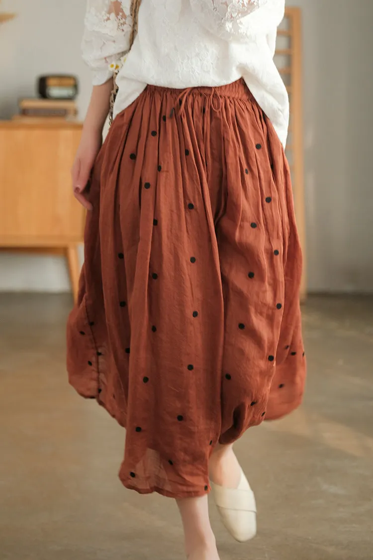 Literary Retro Cotton and Linen Double Skirt