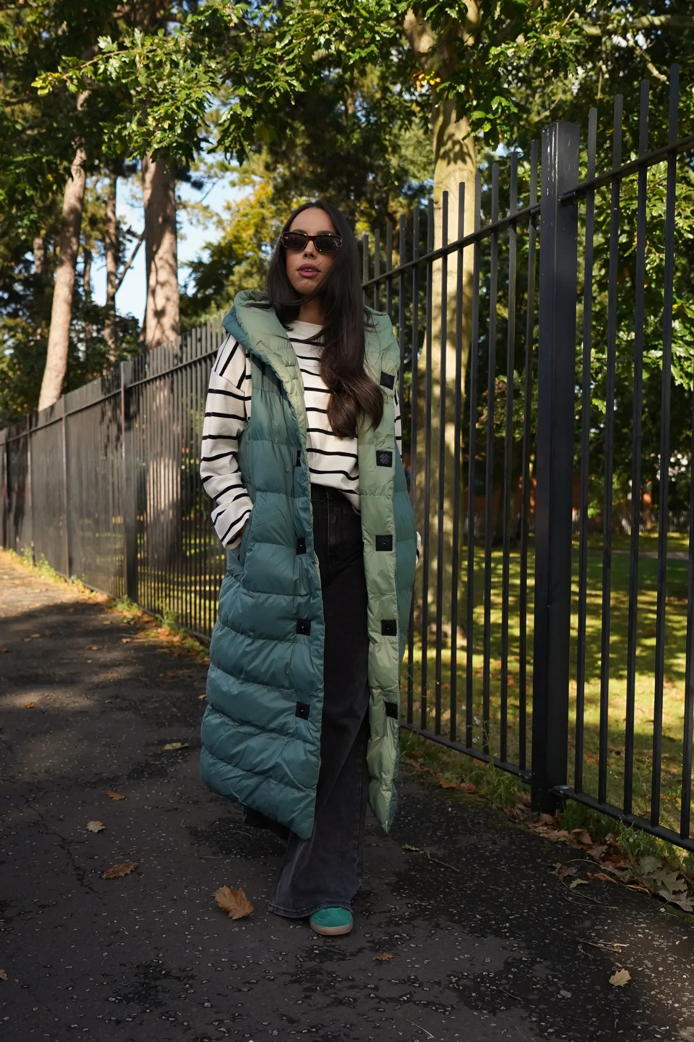 Love Laura Reversible Gilet In Green & Sage