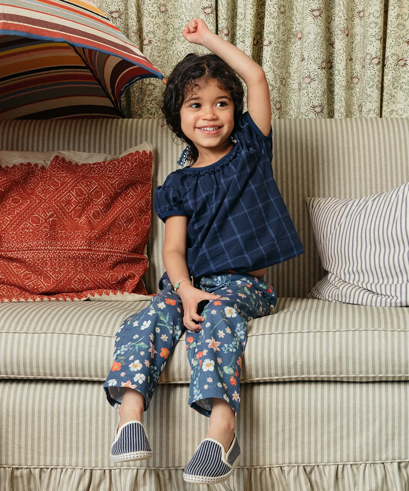 Margaret Blouse, Navy Windowpane