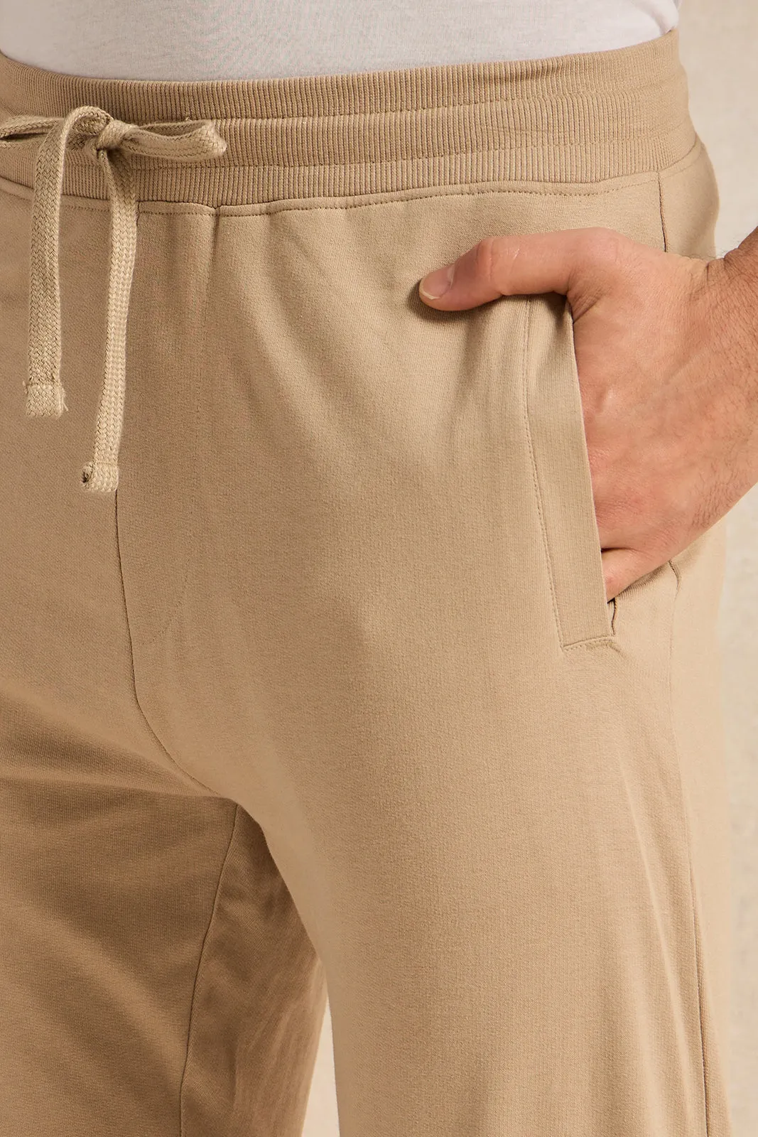 Men Beige Basic Track Pants