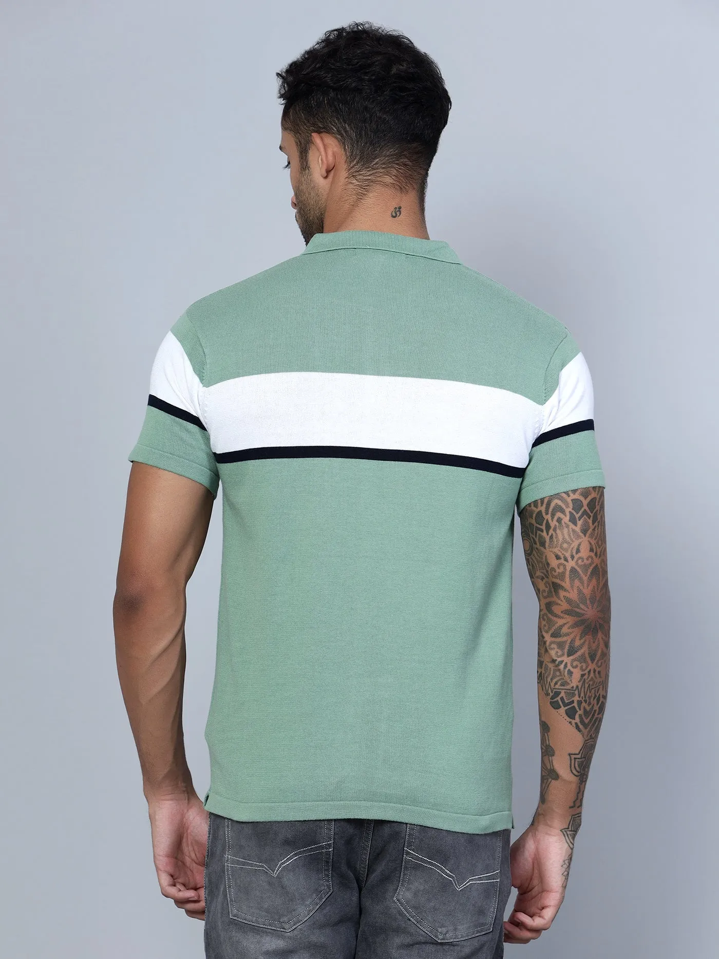 Men Polo Neck Light Green T-Shirt