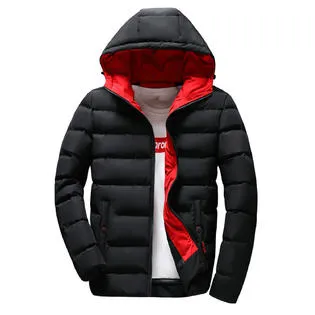 Men Stylish Hat Neck Zipper Closure Thickened Warm Padded Jacket - MPJ91404