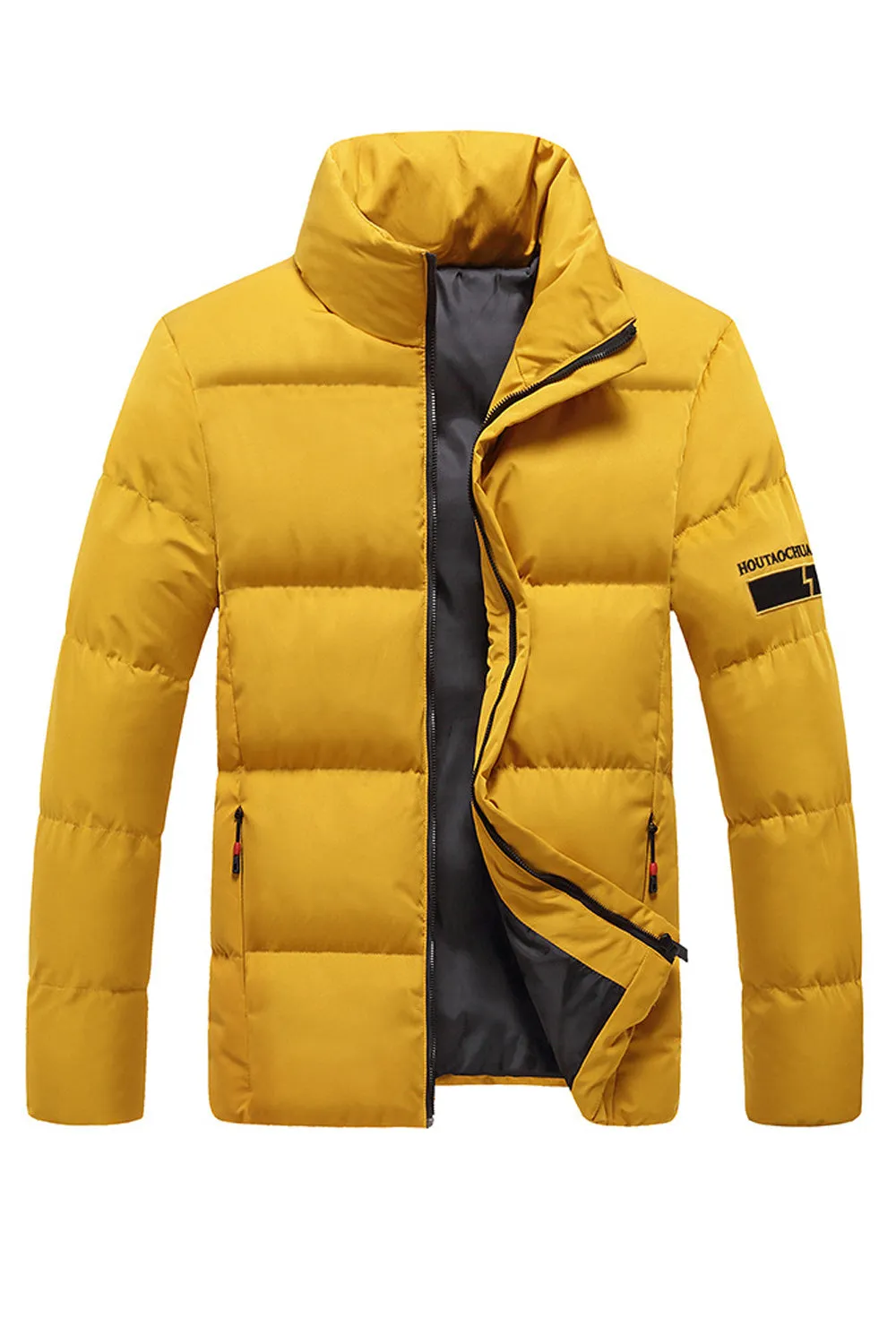 Men Warm Puffer Stand Collar Long Sleeve Thickened Padded Jacket - MPJ90900