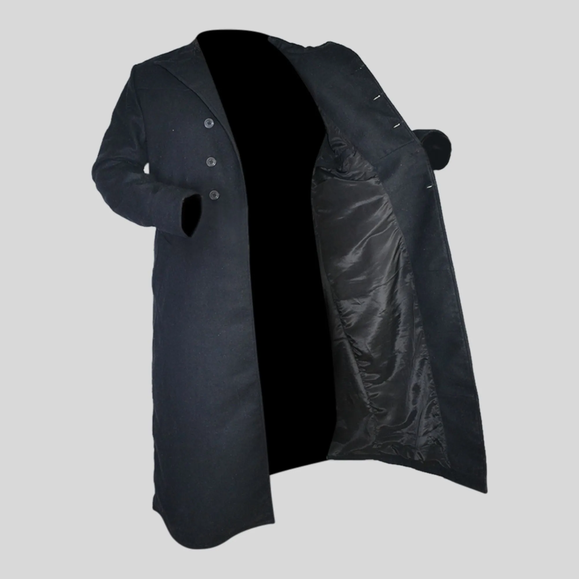 Mens Black Trendy Designers Woolen Long Coat