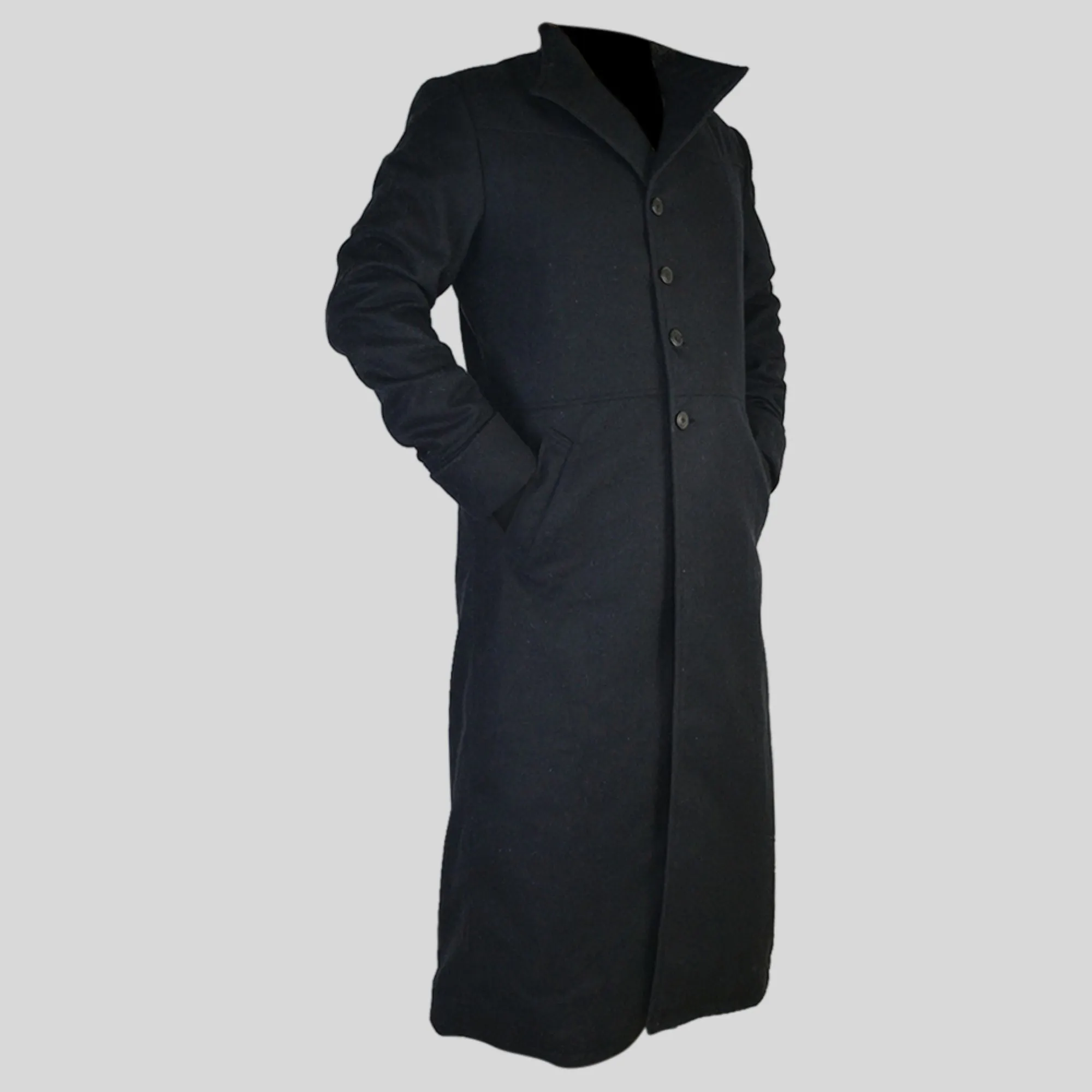 Mens Black Trendy Designers Woolen Long Coat