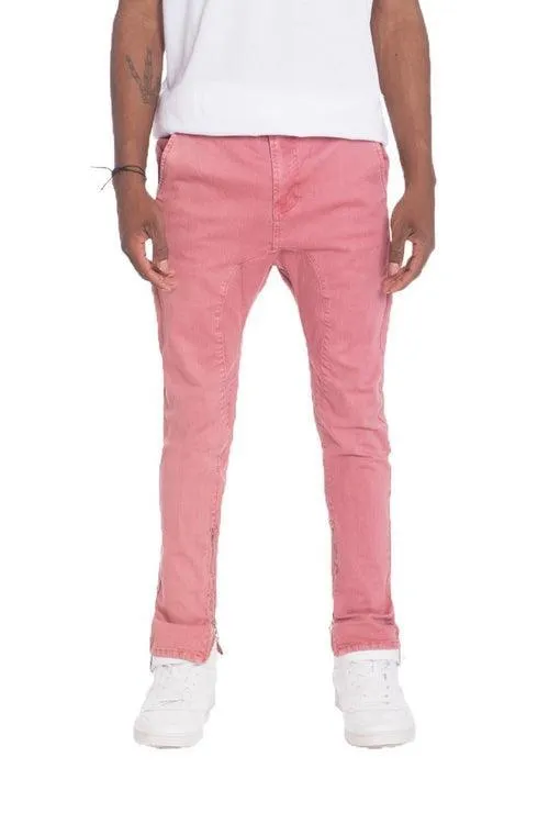 Mens Trendy Salmon Pink Stretch Denim Jeans