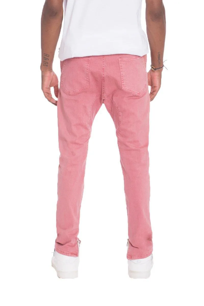 Mens Trendy Salmon Pink Stretch Denim Jeans