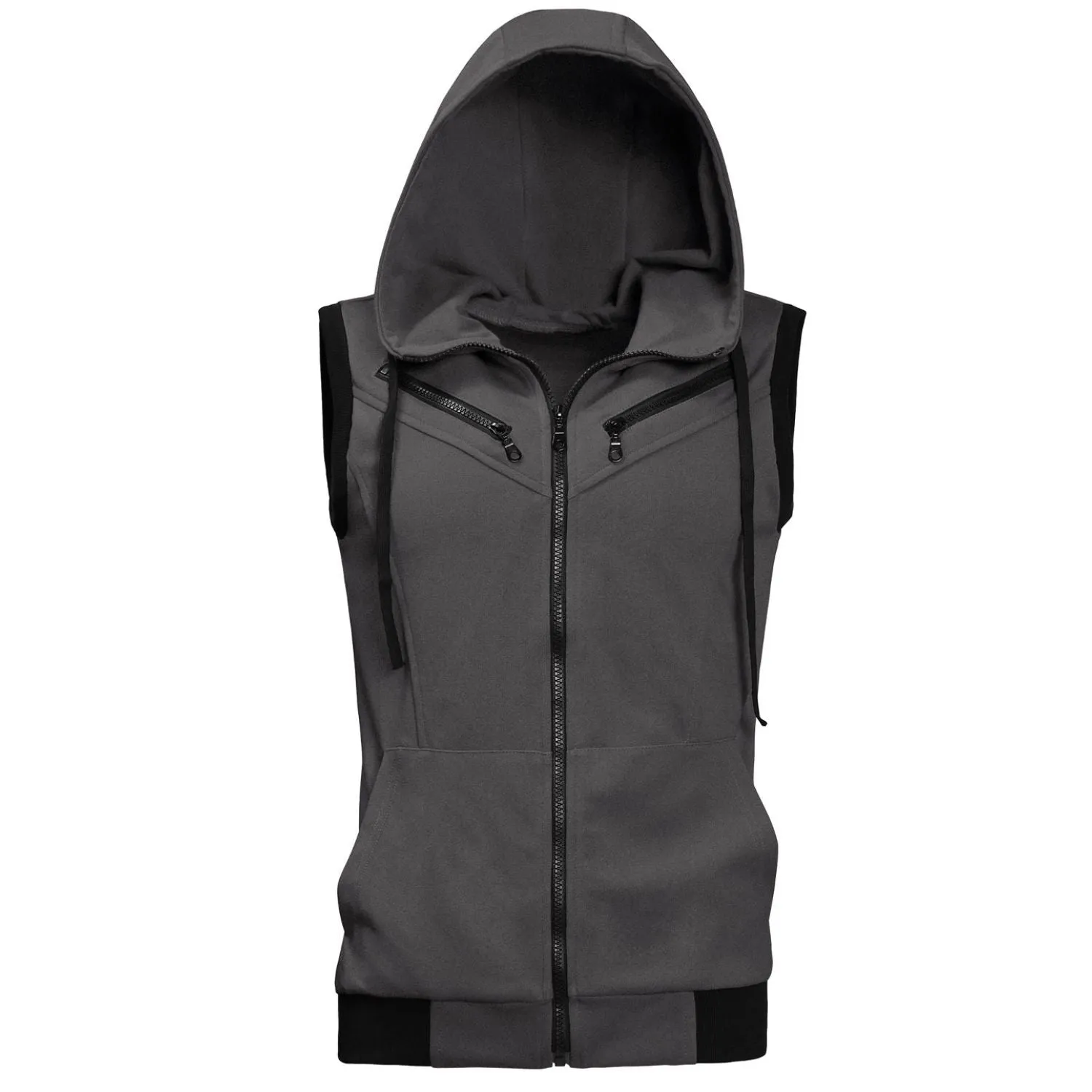 Men's vest with hood and kangaroo pocket with zipper Lars Amadeus