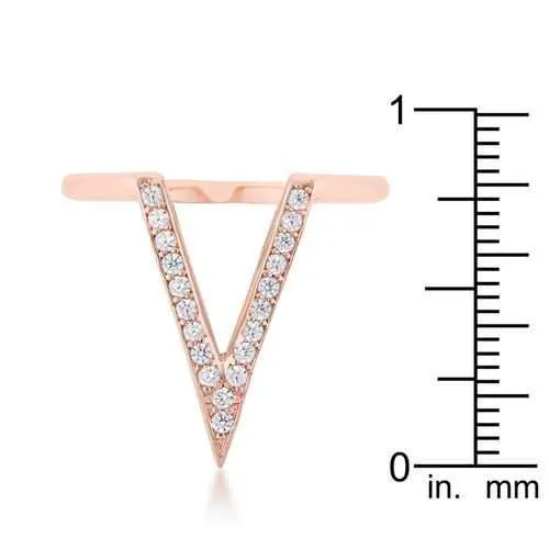 Michelle 0.2ct CZ Rose Gold Delicate V-Shape Ring