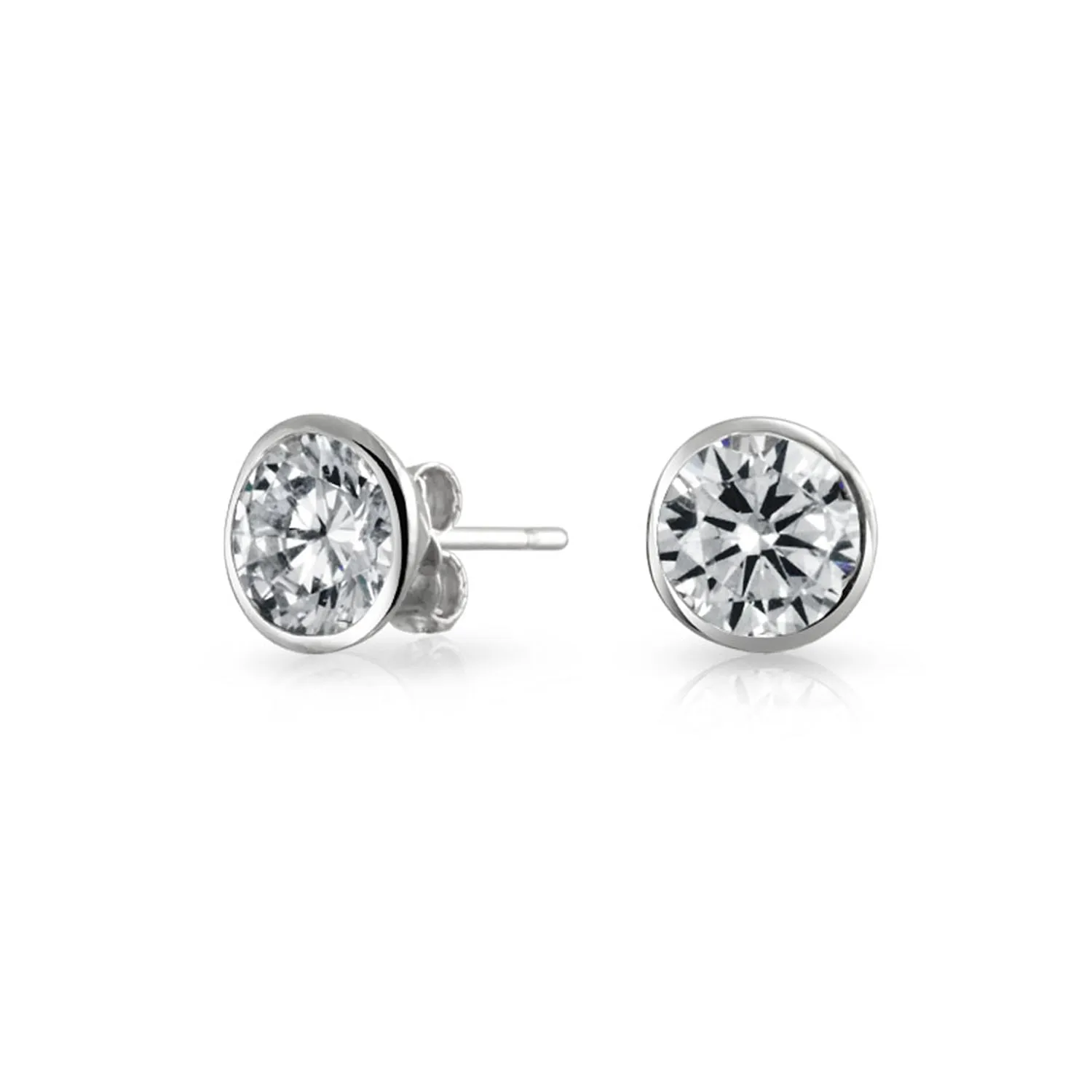 Modern Bridal Earring Jacket CZ Solitaire Studs & Sterling Silver Ear Jackets