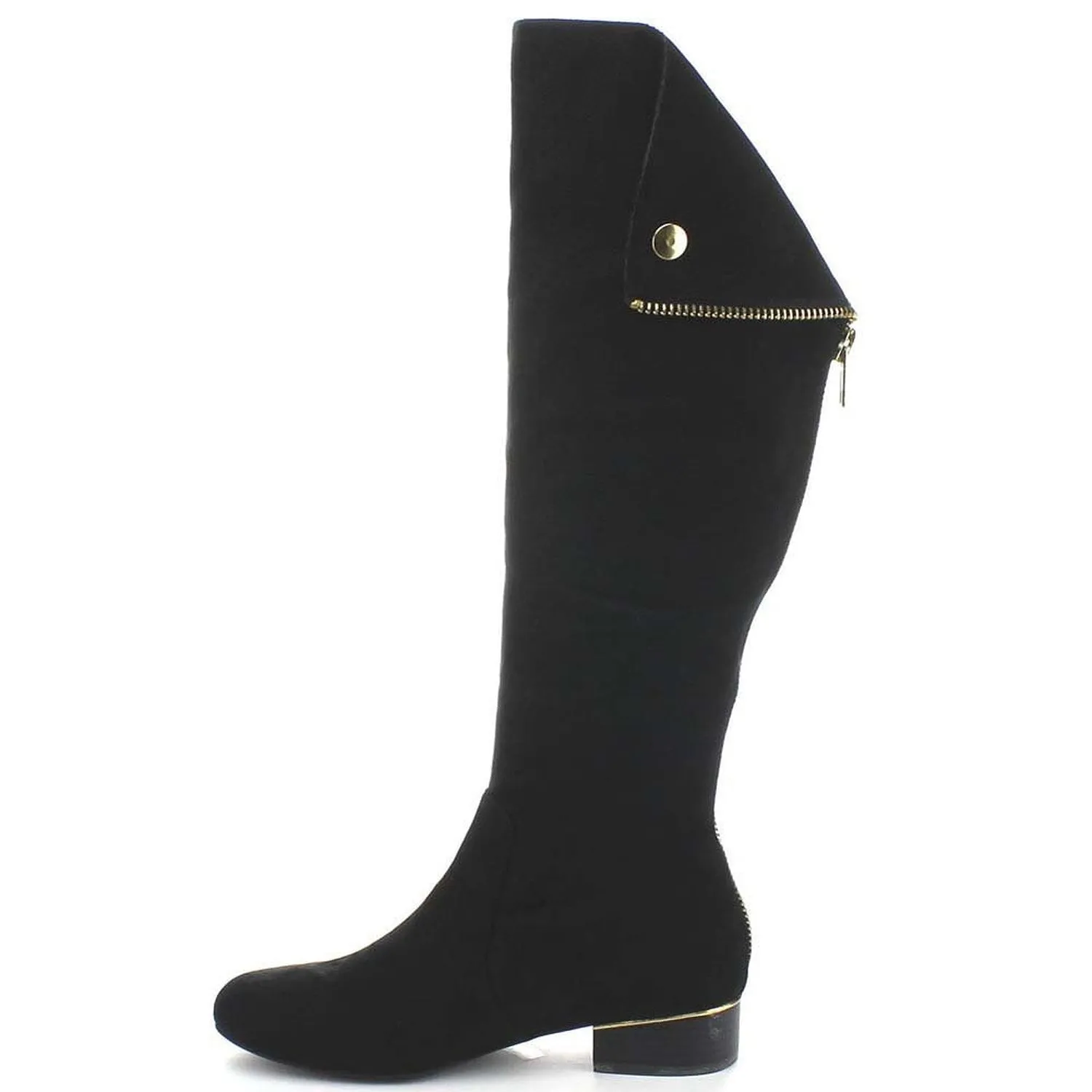 Pirate Back Zipper Black Women's Slouchy Knee-high Vegan Boots