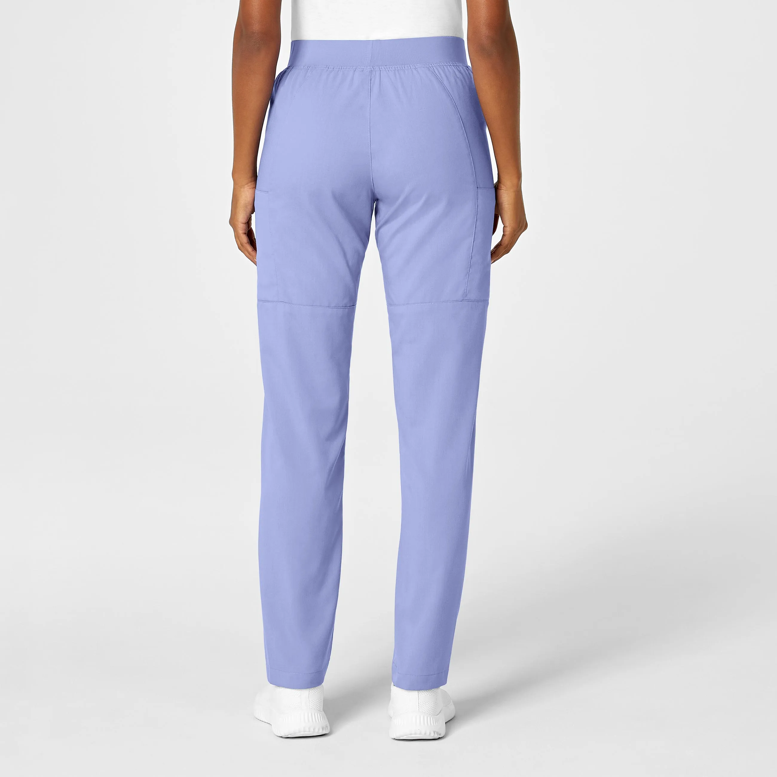 PRO Women's Knit Waist Cargo Scrub Pant - Ceil Blue